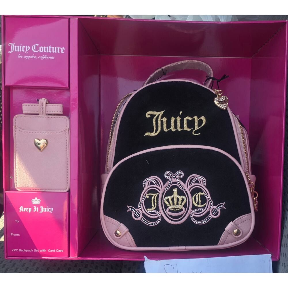 Juicy Couture Lovers Club Rare Backpack with Card Case – 2-Piece Box Set NWT